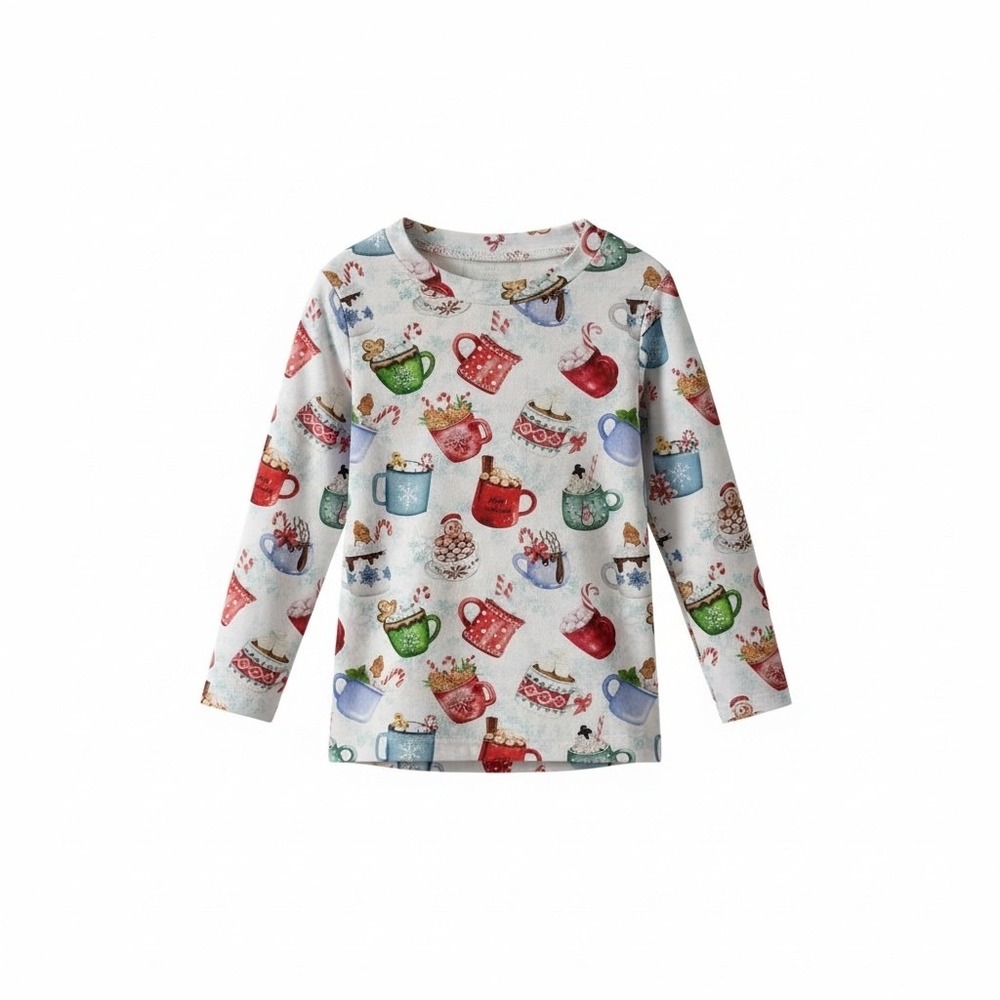 Mini Kin Mischief Toddler 3T Christmas Hot Cocoa Mug Long Sleeve Holiday Top